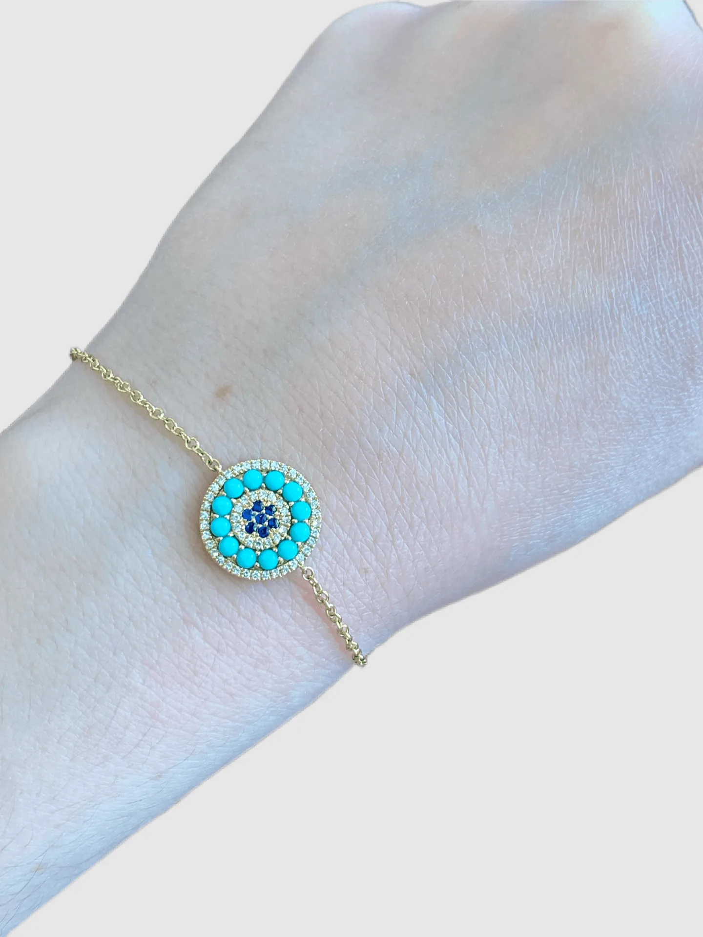 0.13CT Diamond and 0.56CT Turquoise Eye Bracelet