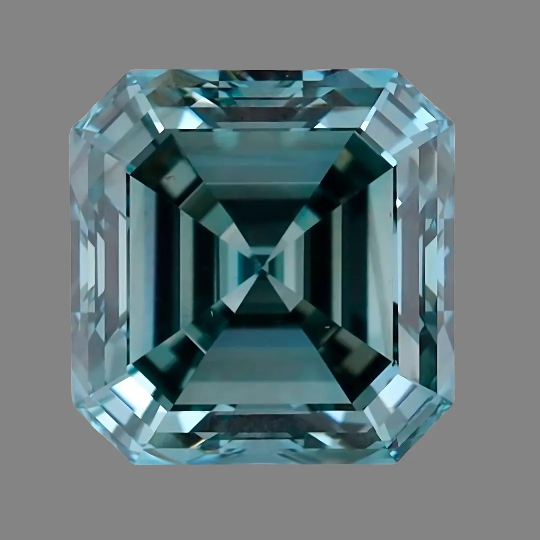 0.82 cts Square Cut Fancy Intense Blue Lab  Diamond | IGI Certified
