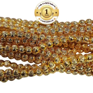 100 Pcs. Pkg. 22k Gold Plated Beads Long lasting plating, Diamond Cut  in size about 5 mm, Round shape