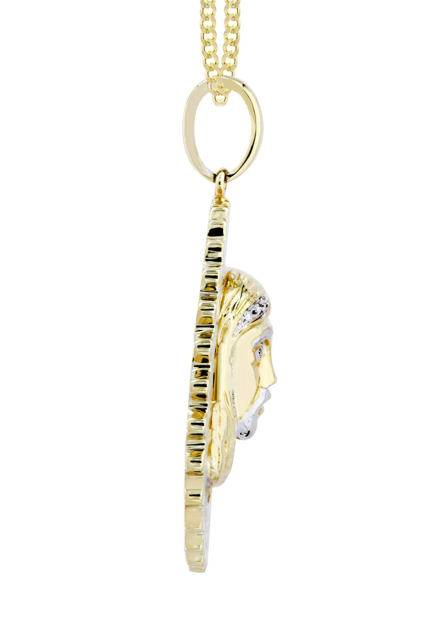 10K Yellow Gold Jesus Head Diamond Necklace  | 0.6 Carats
