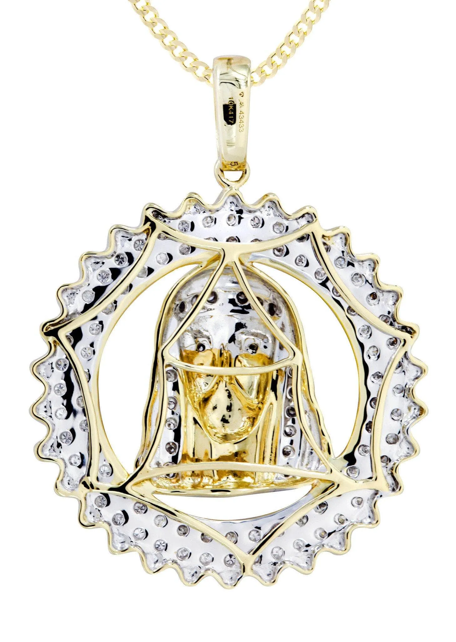 10K Yellow Gold Jesus Head Diamond Necklace  | 0.6 Carats