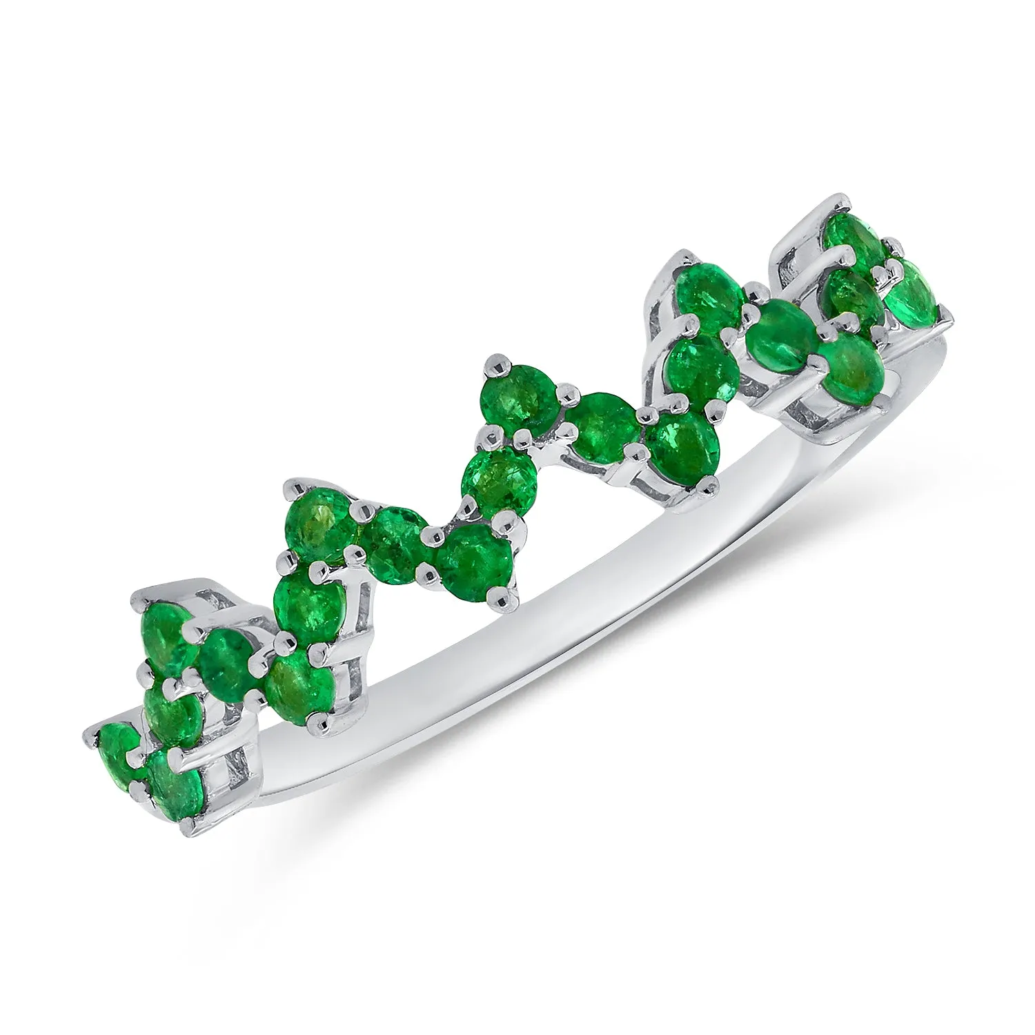 14k Gold & Green Emerald Heartbeat Ring - 0.36ct