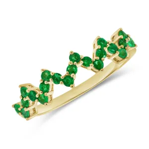 14k Gold & Green Emerald Heartbeat Ring - 0.36ct