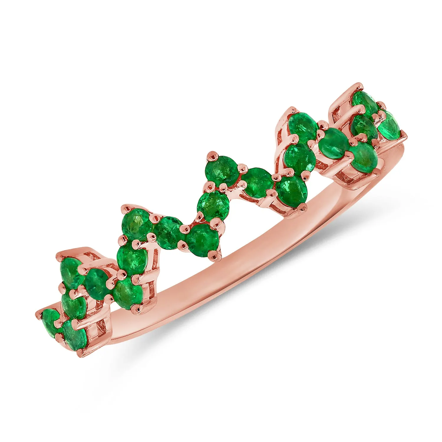 14k Gold & Green Emerald Heartbeat Ring - 0.36ct
