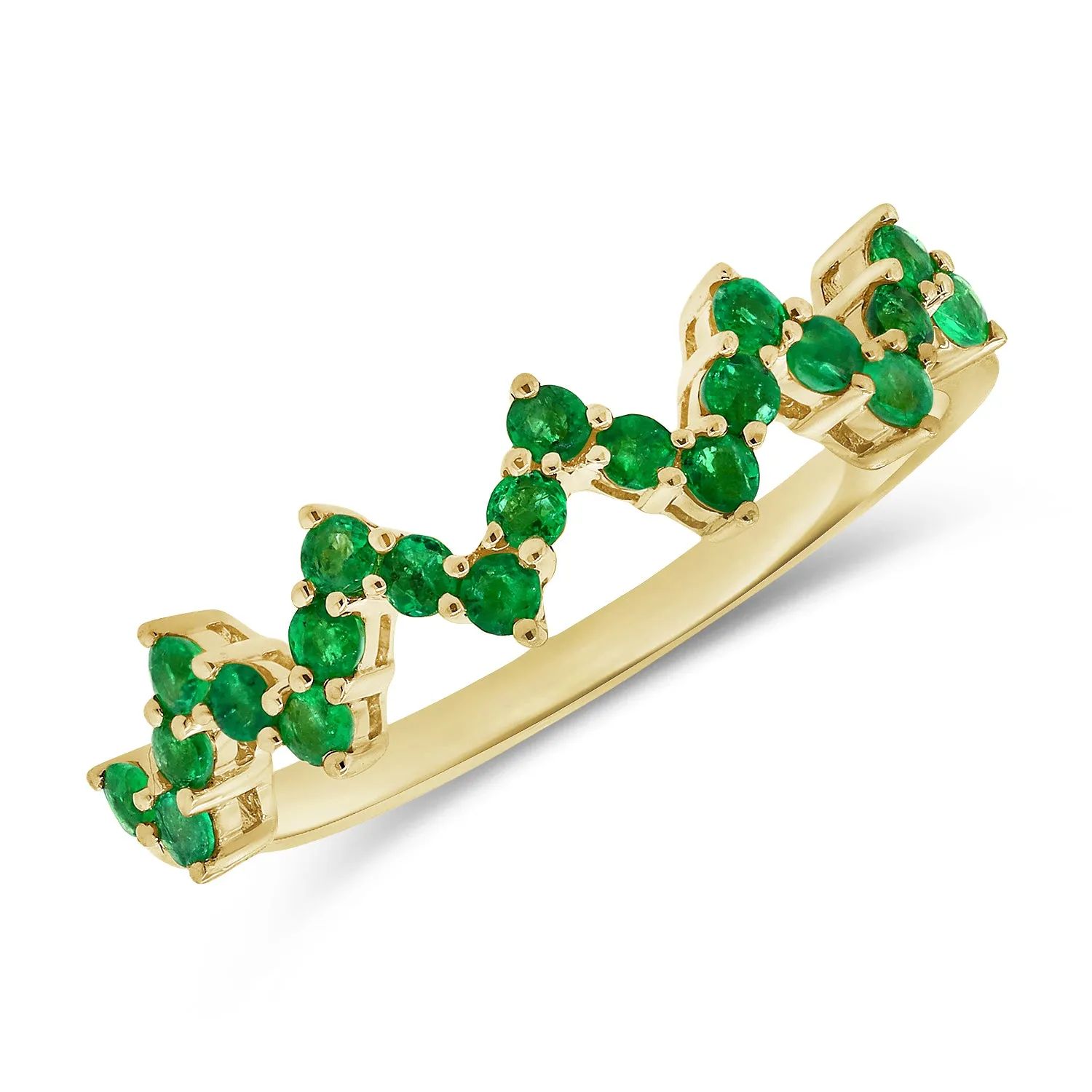 14k Gold & Green Emerald Heartbeat Ring - 0.36ct
