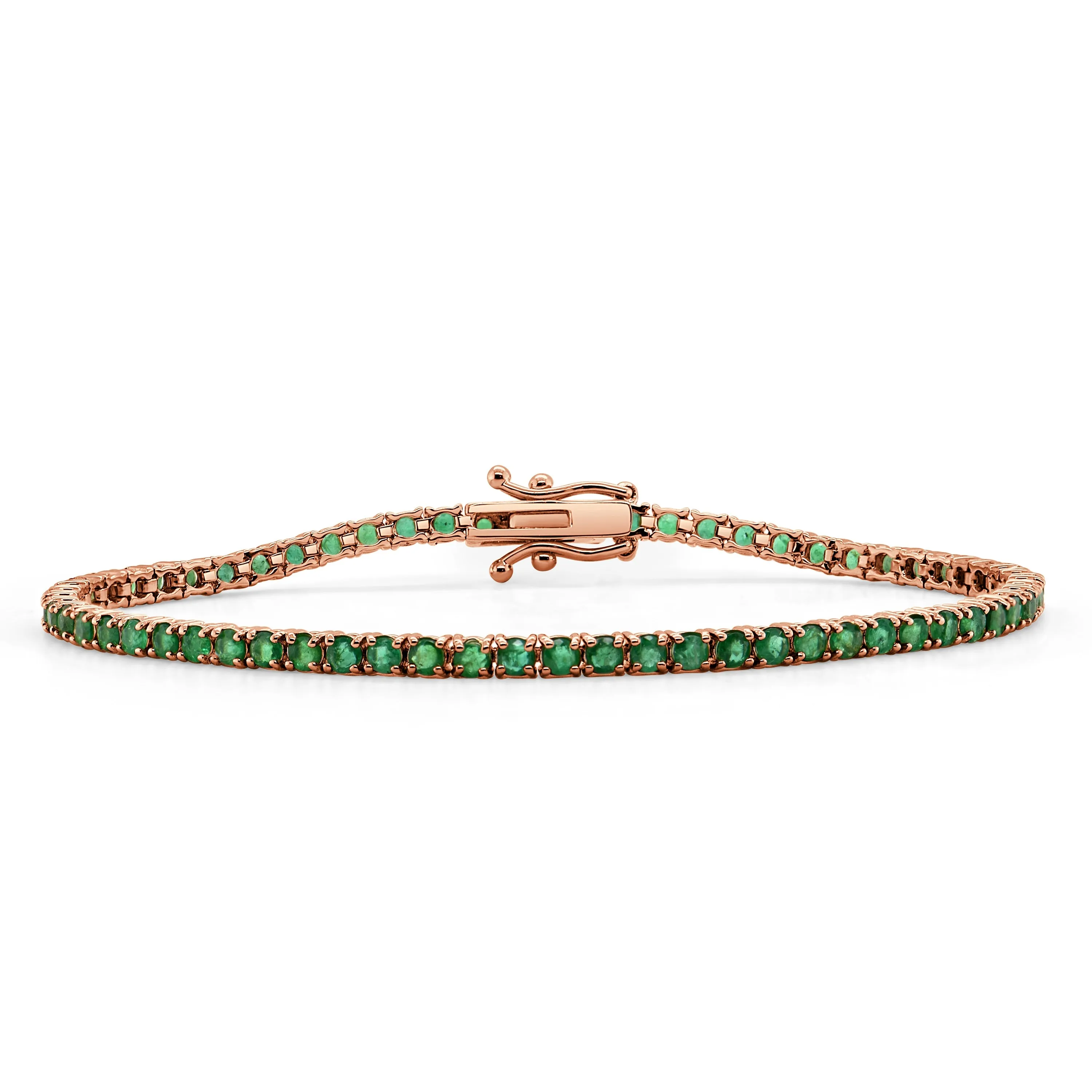 14k Gold & Green Emerald Tennis Bracelet -4.00ct