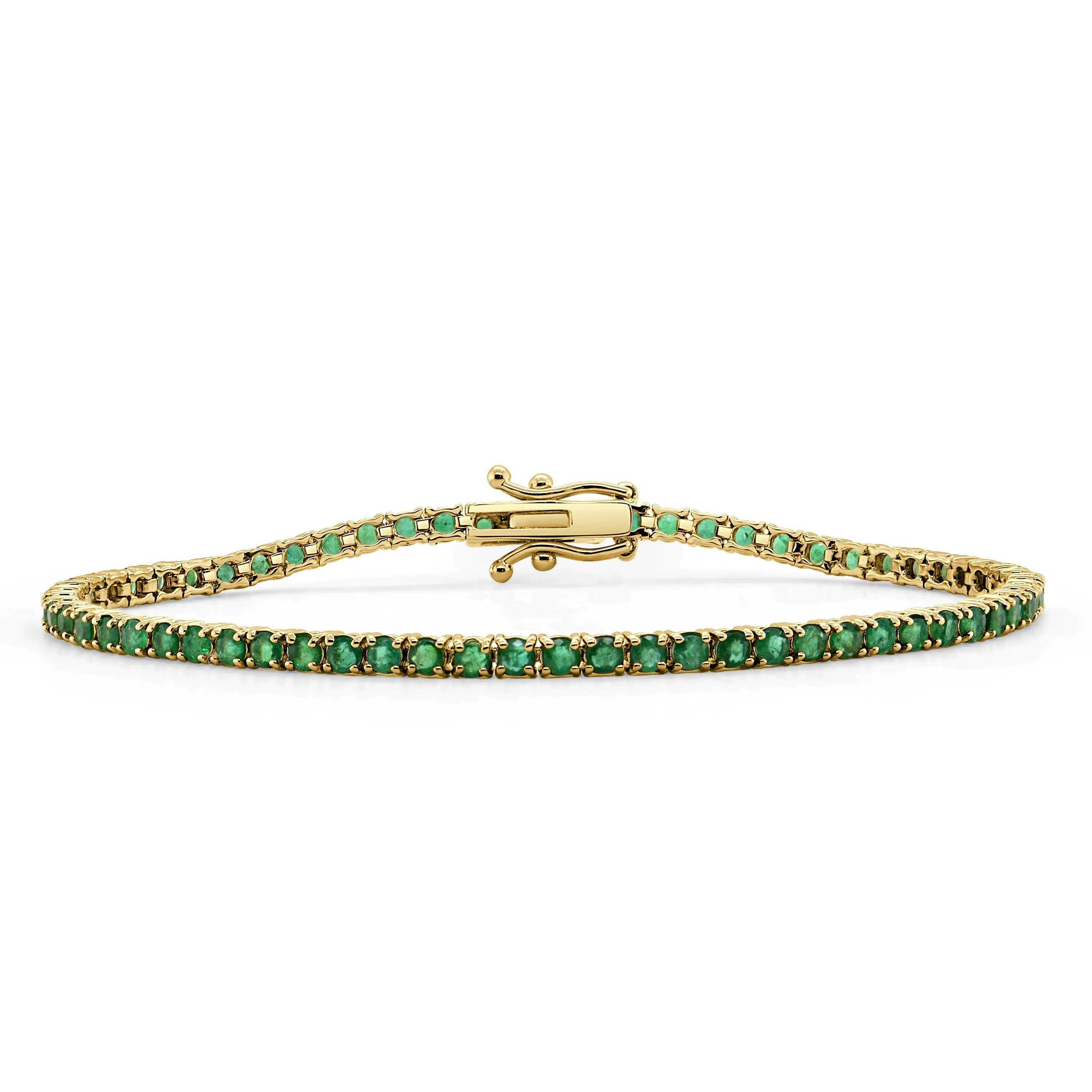 14k Gold & Green Emerald Tennis Bracelet -4.00ct