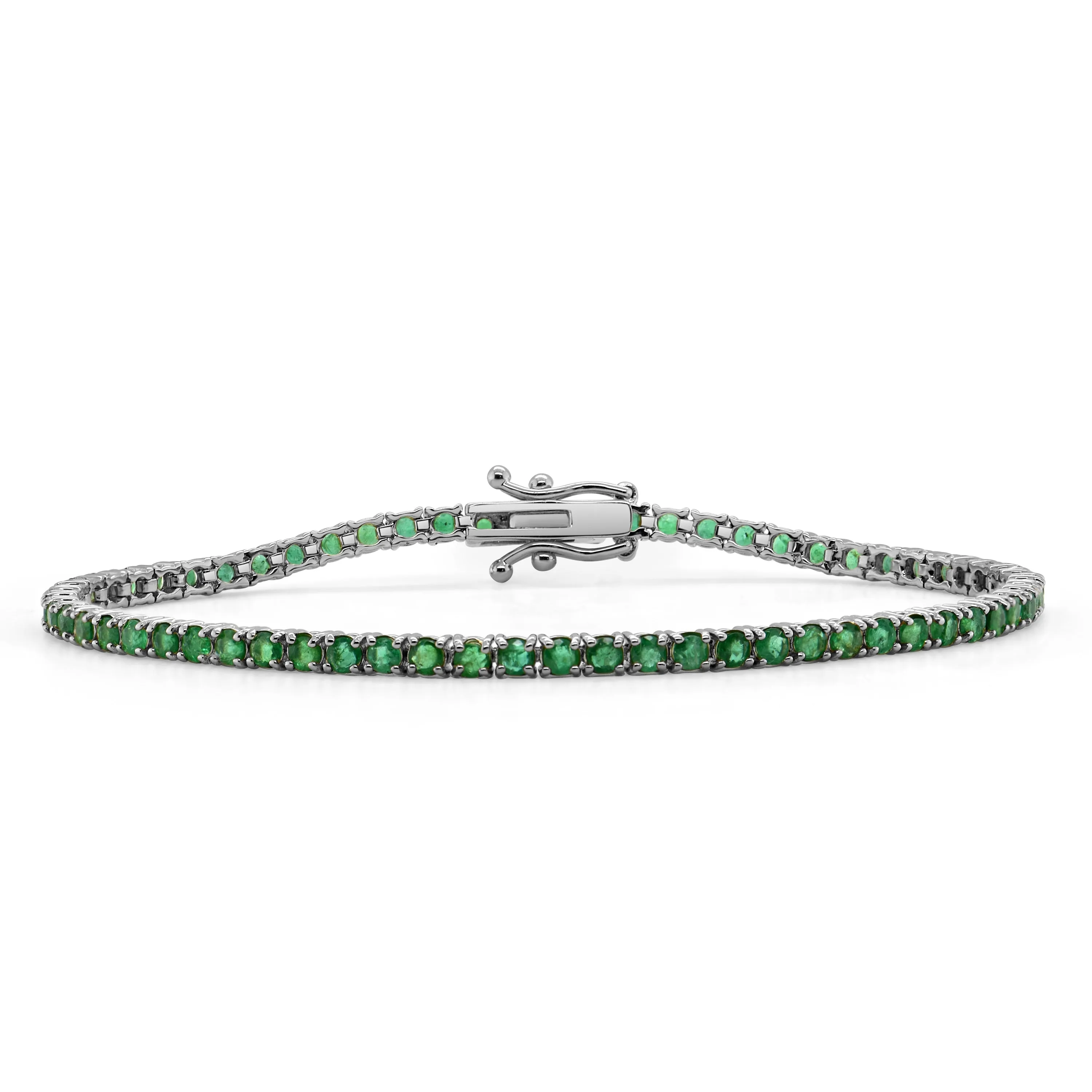 14k Gold & Green Emerald Tennis Bracelet -4.00ct
