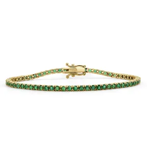 14k Gold & Green Emerald Tennis Bracelet -4.00ct