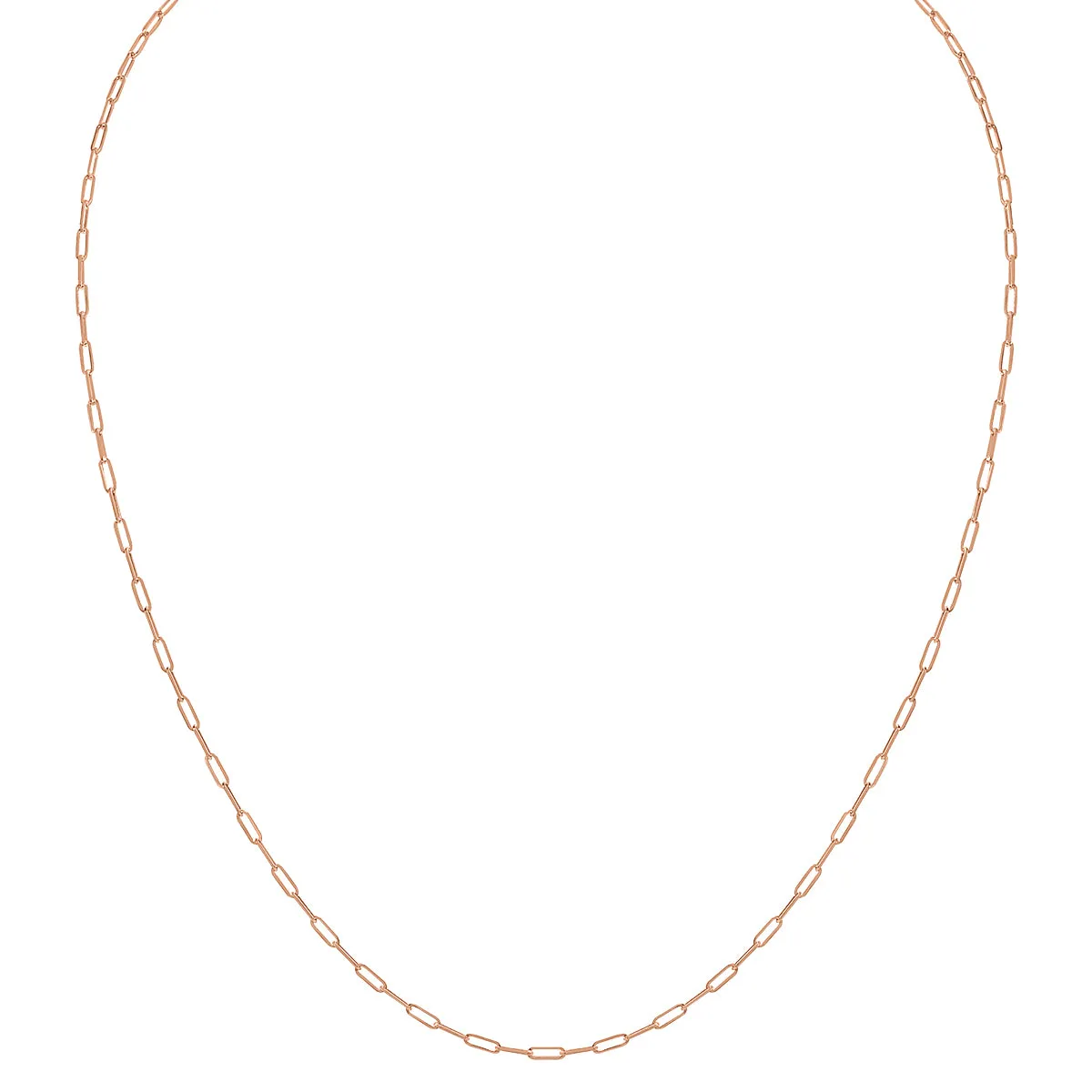 14K Pink Gold 1.5Mm Dainty Paperclip Necklace With Lobster Clasp - 16 Inch