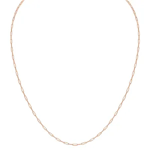 14K Pink Gold 1.5Mm Dainty Paperclip Necklace With Lobster Clasp - 16 Inch