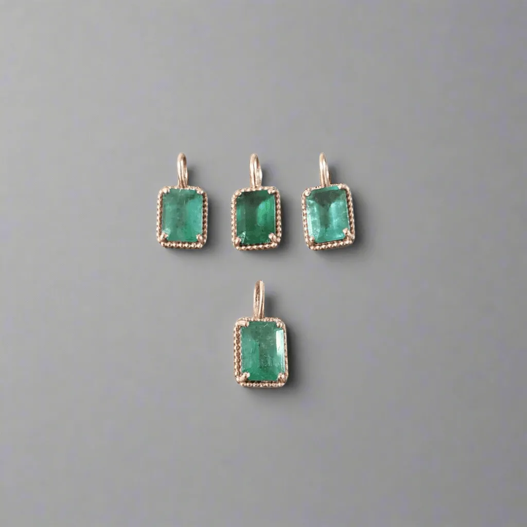 14k Rose Gold Zambian Emerald Charm