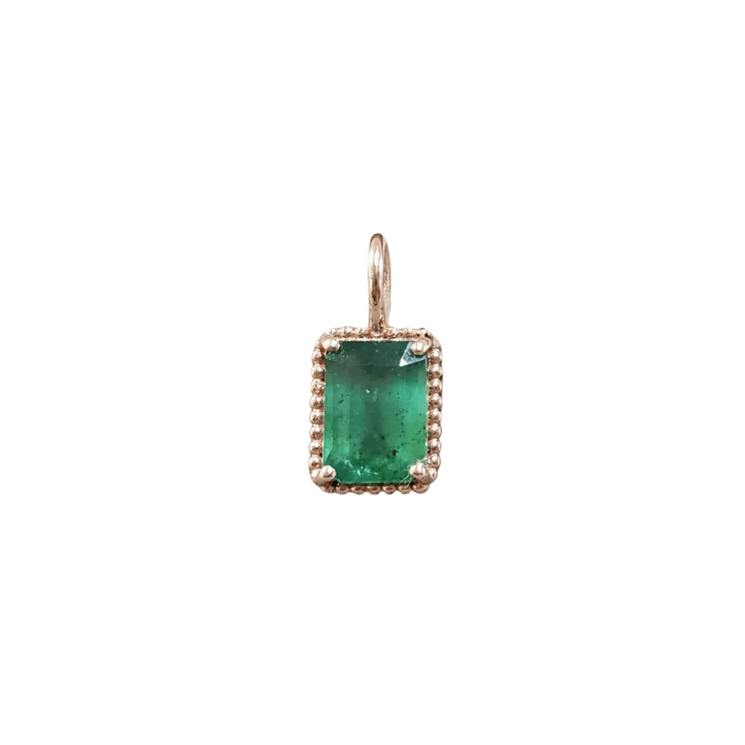 14k Rose Gold Zambian Emerald Charm