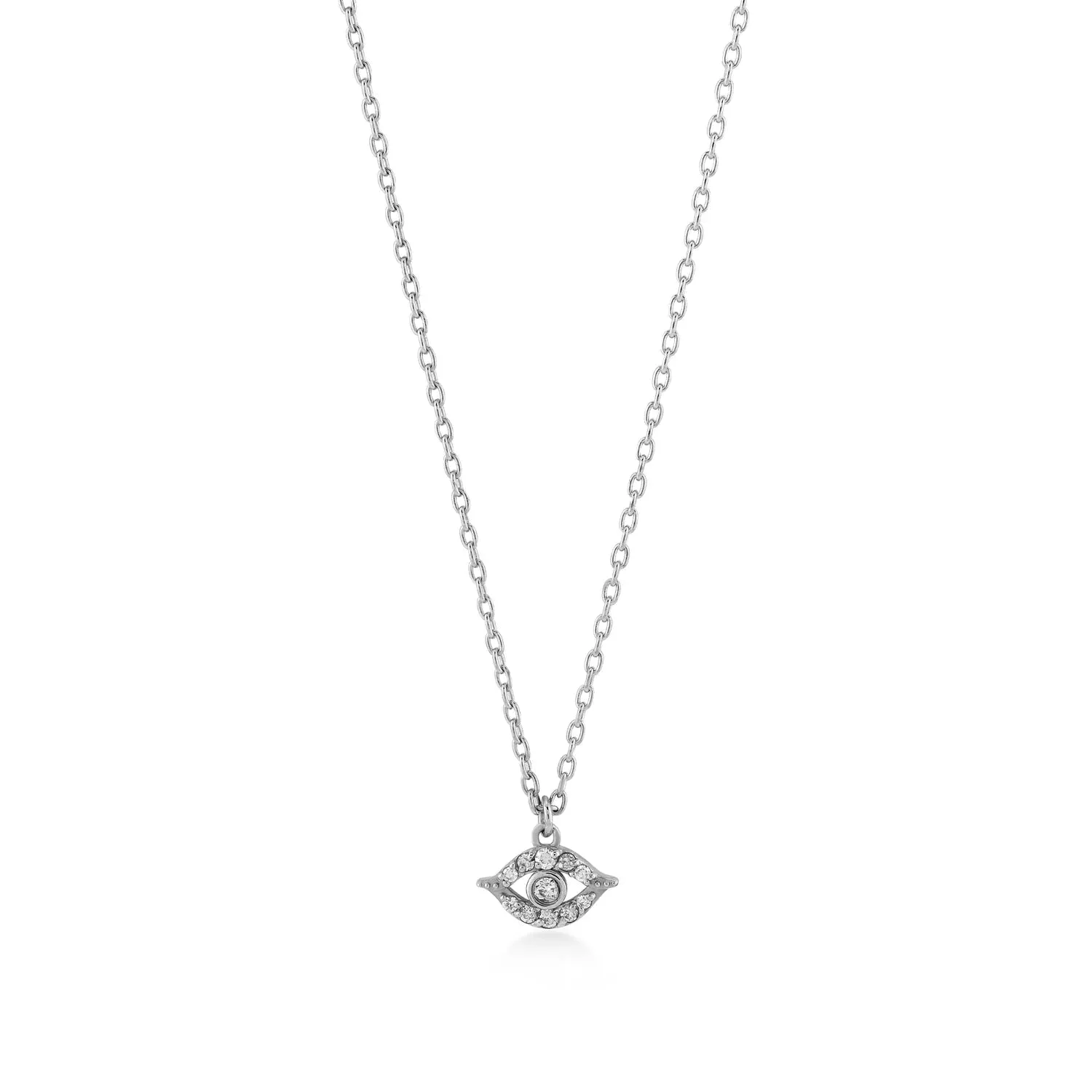 14K Solid Gold Evil Eye Necklace with Diamonds