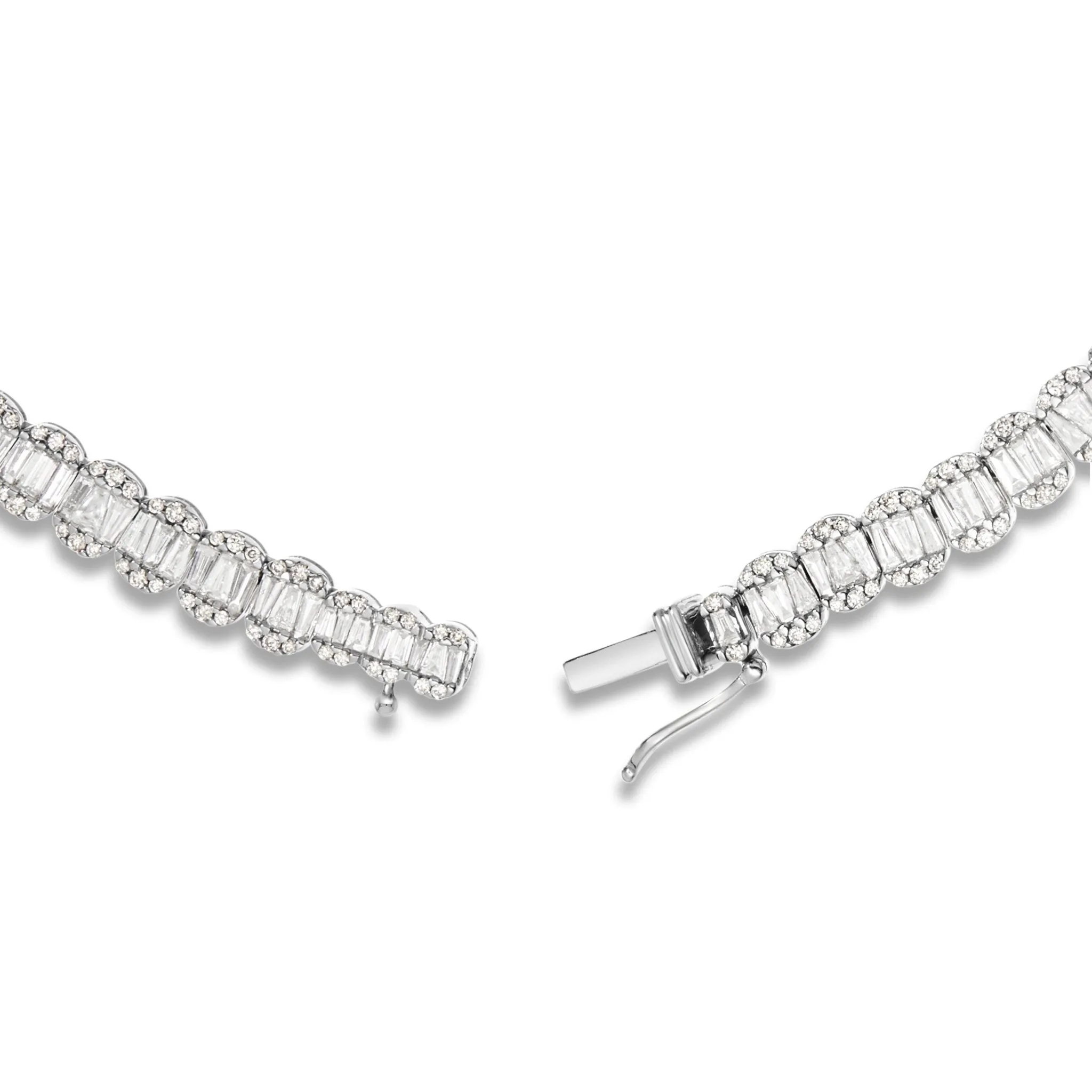 14K White Gold 21.5ctw Baguette Diamond Chain
