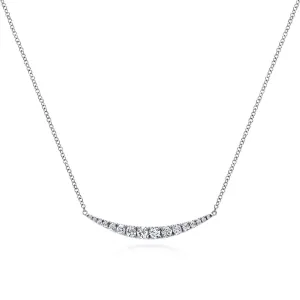 14K White Gold Curved Diamond Bar Necklace - NK4879W45JJ