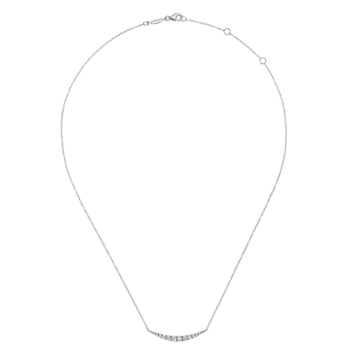 14K White Gold Curved Diamond Bar Necklace - NK4879W45JJ