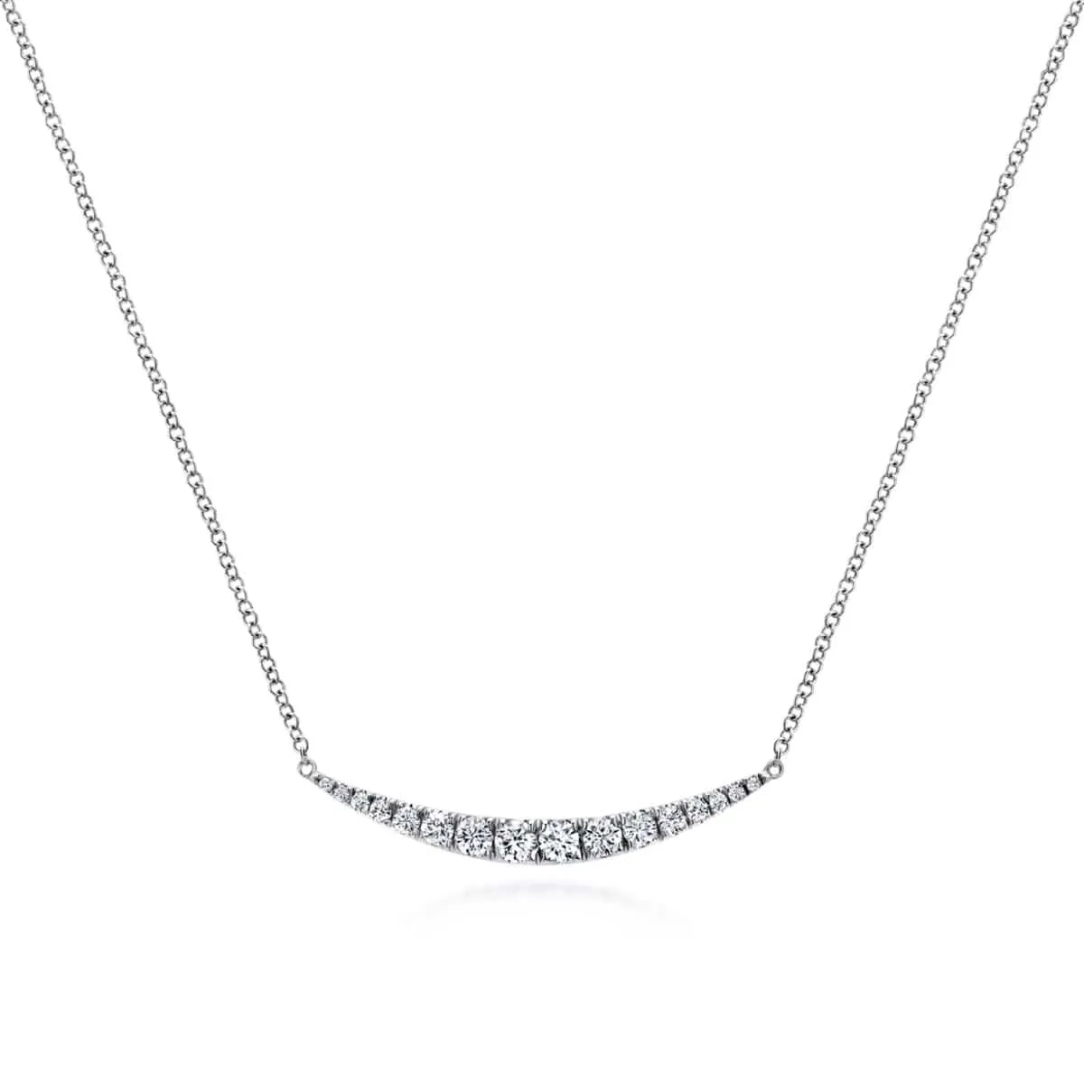 14K White Gold Curved Diamond Bar Necklace - NK4879W45JJ
