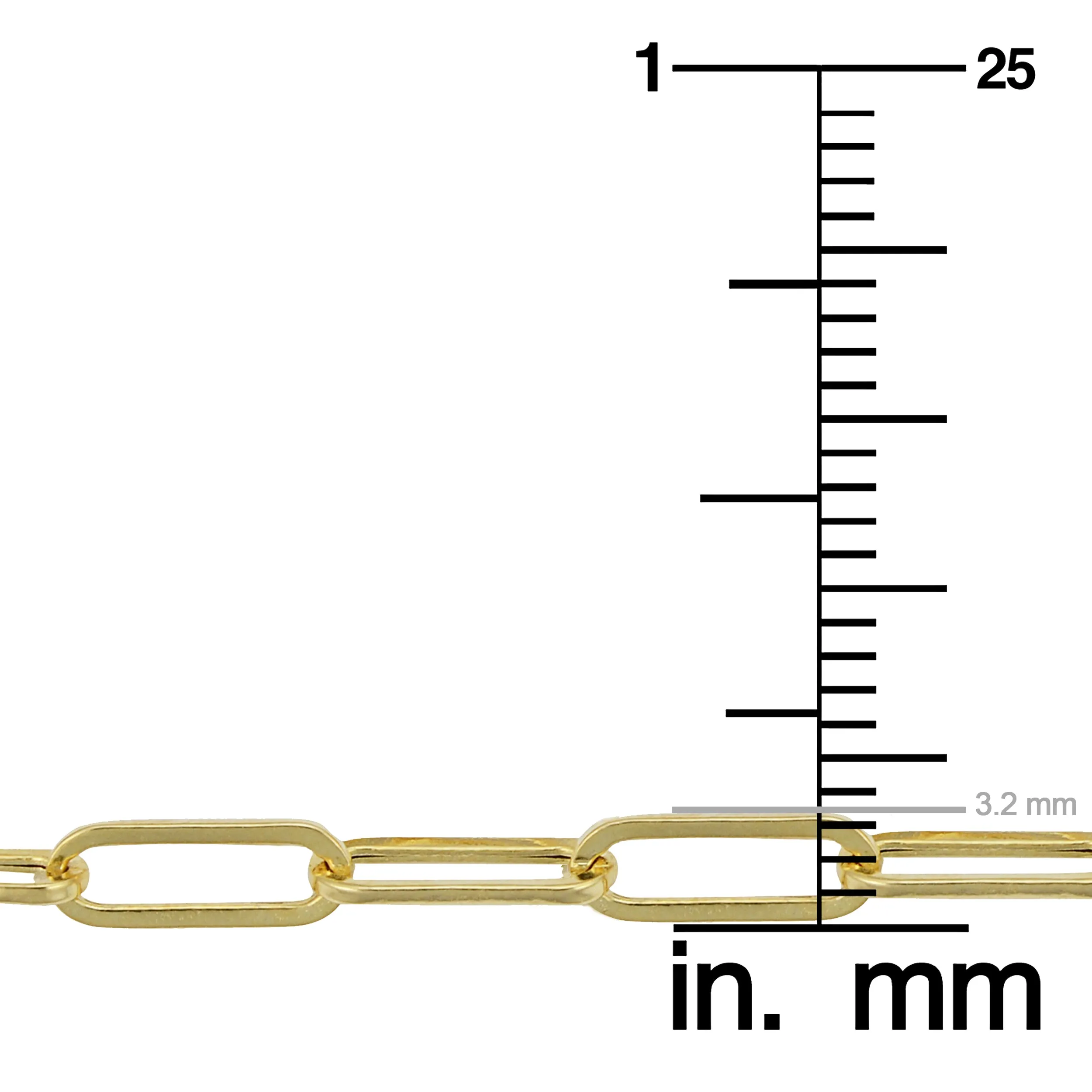 14k Yellow Gold 3mm Polished Paperclip Chain Necklace (24 inch)