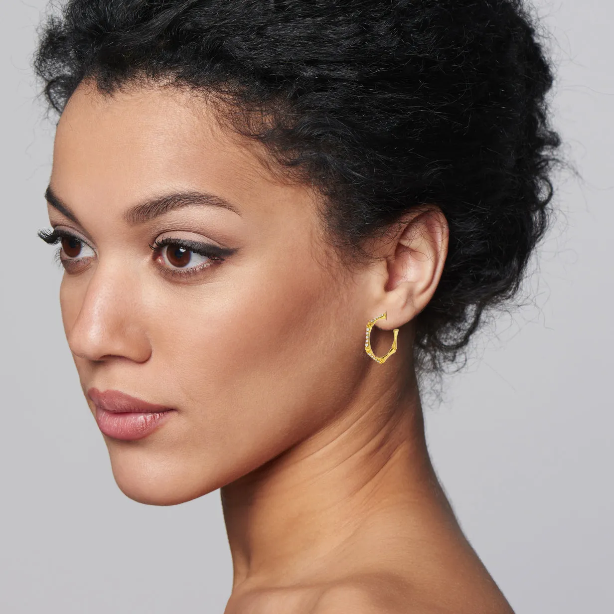 14k Yellow Gold Diamond Hoop Earrings, Birthstone of April (1/2ct, L-M, I2-I3)