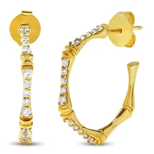 14k Yellow Gold Diamond Hoop Earrings, Birthstone of April (1/2ct, L-M, I2-I3)