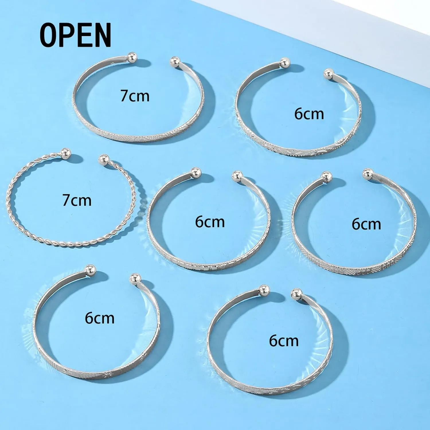 17IF Silver Bangle Bracelet For Women 14k Plated Multi Layer Cuff Bracelets Set Trendy Boho Textured Indian Punk Chunky Cable Smooth Bangles Elegance Stack Minimalist Jewelry Gift