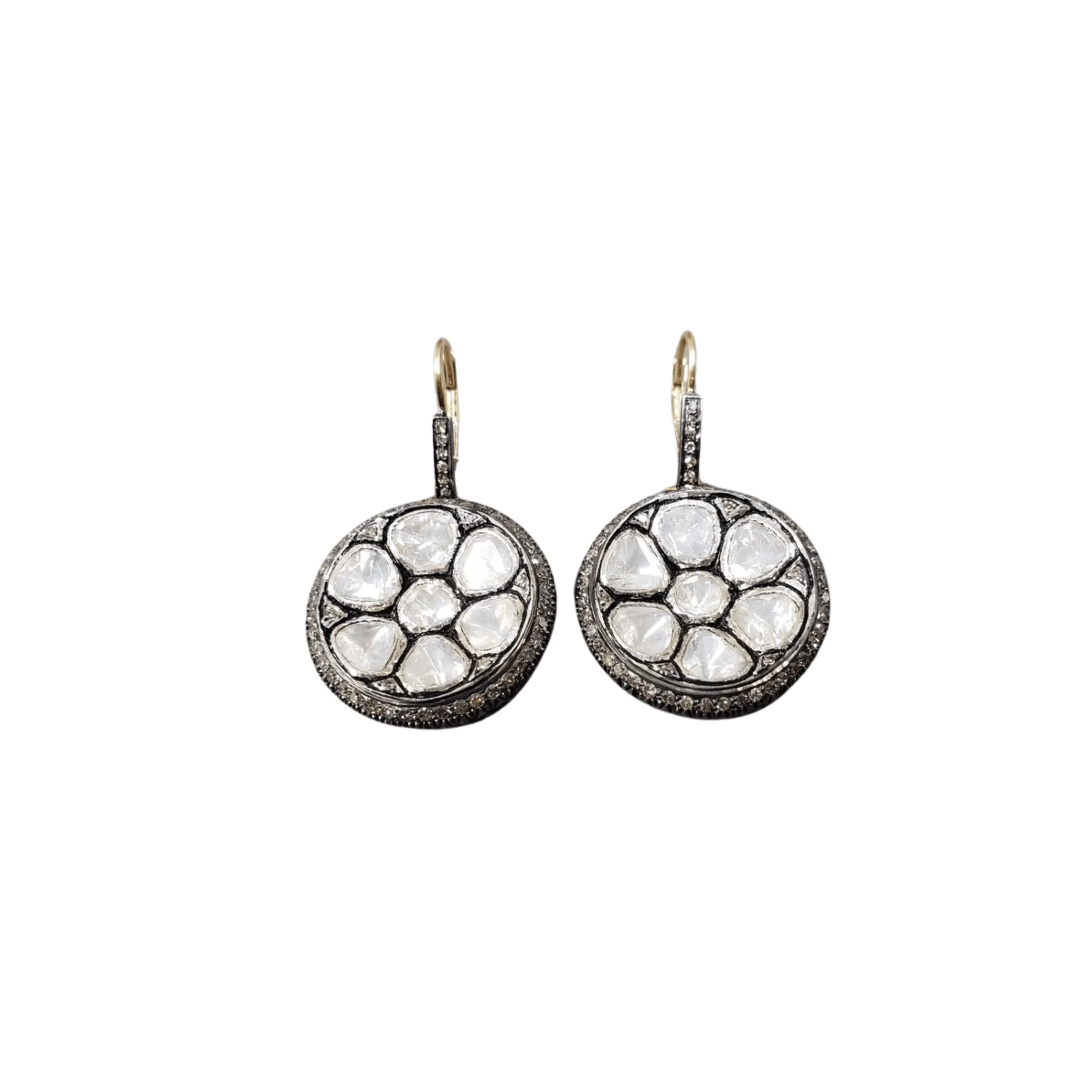 18k Gold & Silver - Diamond Polki Earrings For Women