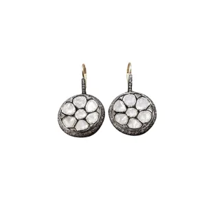 18k Gold & Silver - Diamond Polki Earrings For Women