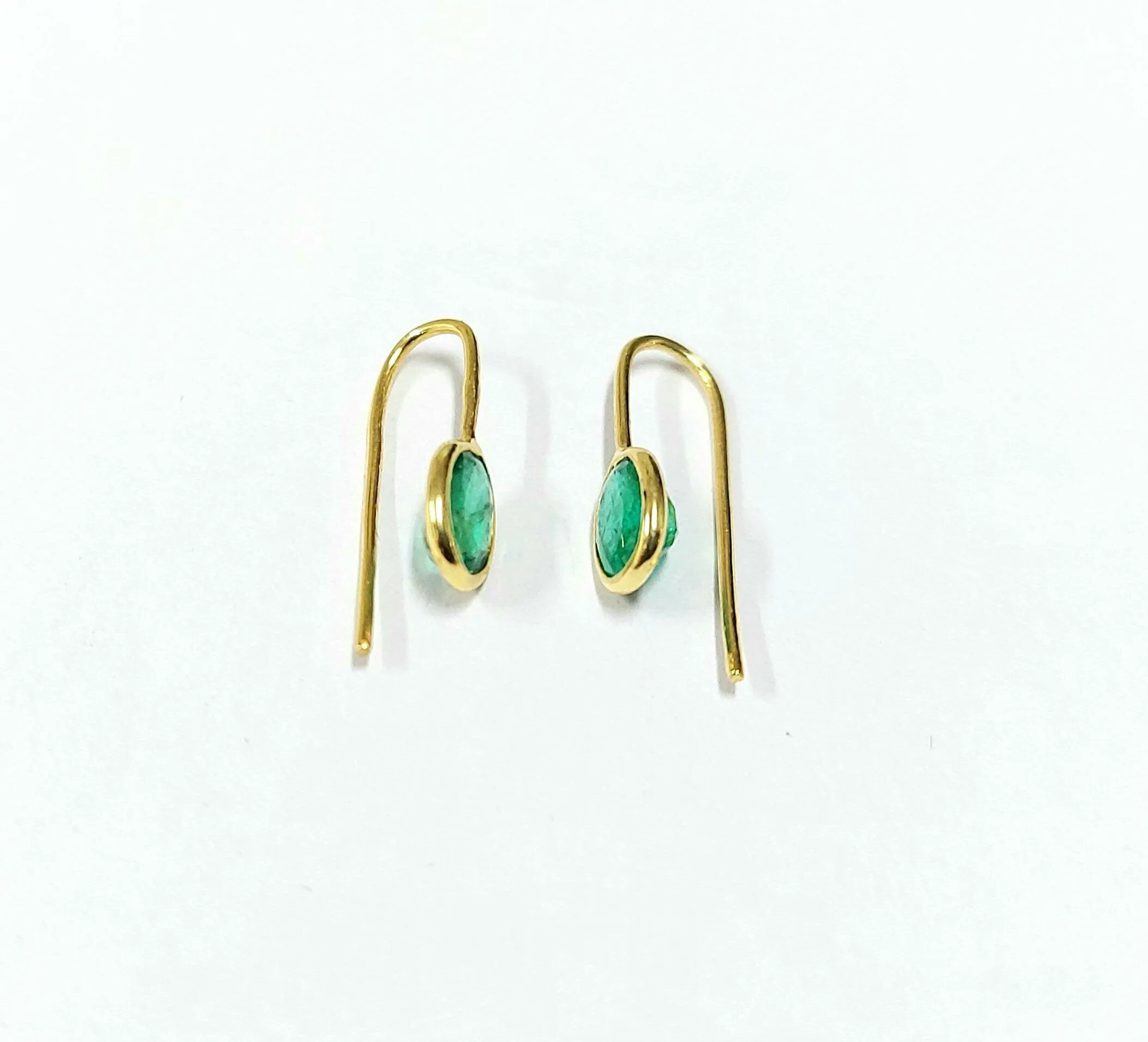 18k Gold Natural Zambian Emerald Earrings