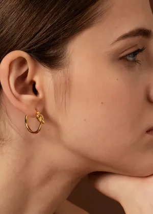 18K Gold Plate Knot Hoop Earrings
