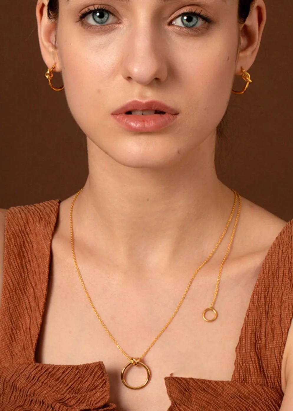 18K Gold Plate Knot Hoop Earrings