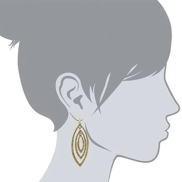 2028 Jewelry Triple Oval Layered Crystal Drop Earrings