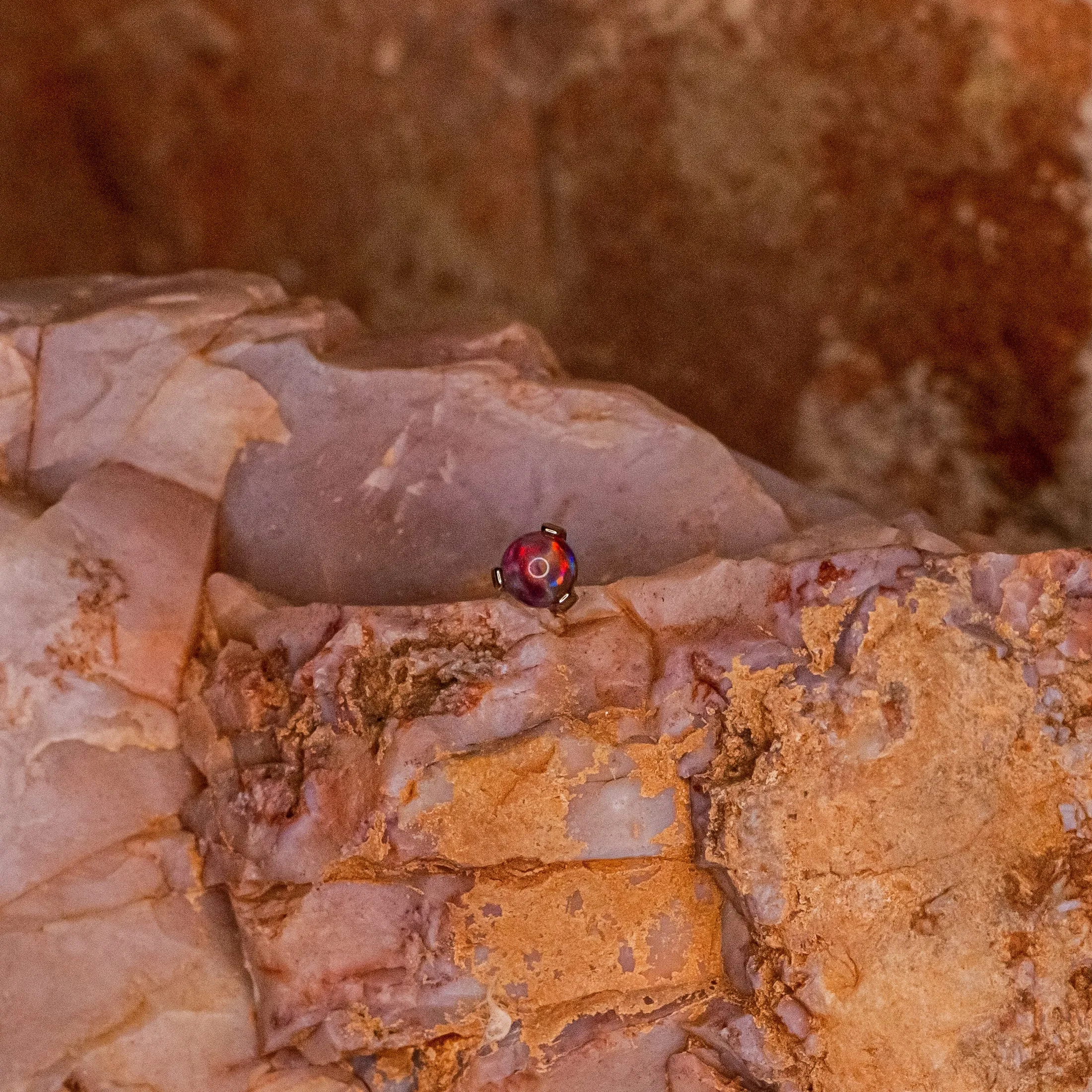 2.5mm Red Opal Faceted Prong- 16/18g