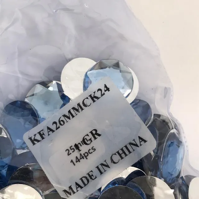 26mm Round Plastic Stones - Light Blue (Gross)