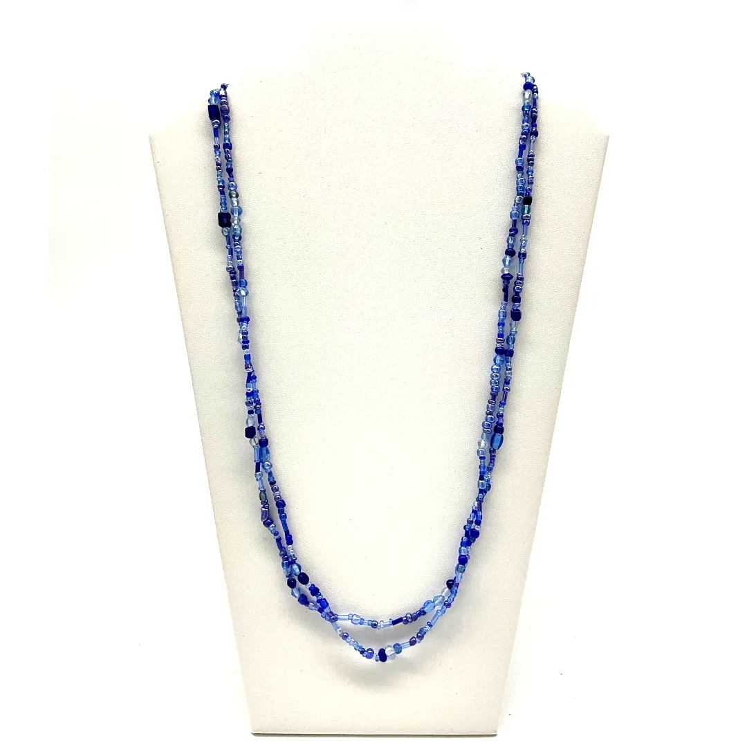 27" Blue Glass Bead Necklace (Dozen)