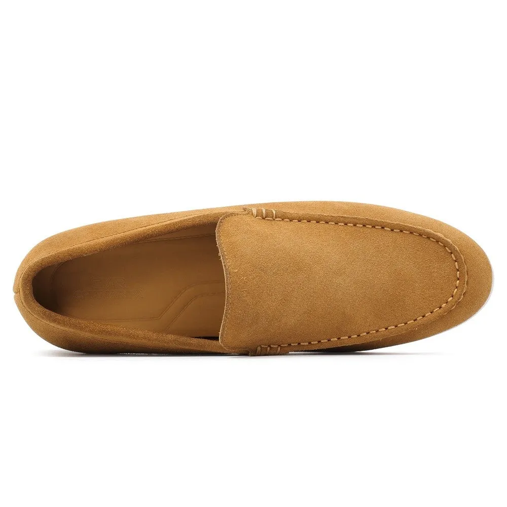 5 CM / 1.95 Inches CMR CHAMARIPA Men's Elevator Shoes - Suede Apron Toe Loafers