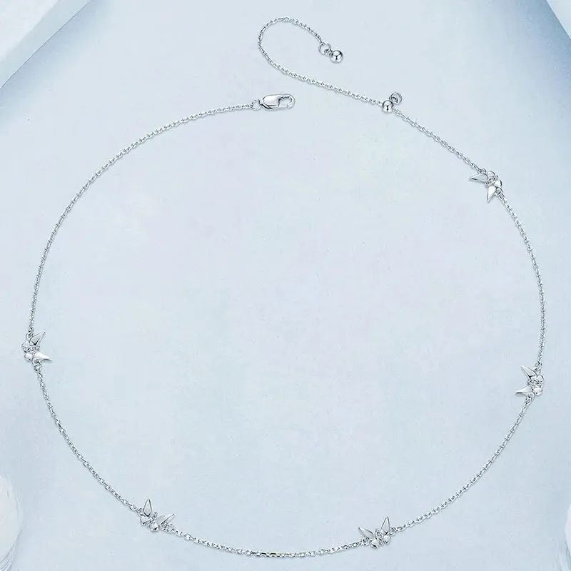925 Sterling Silver Mini Butterfly Necklace Dainty Neck Chain Pave Setting CZ for Women Wedding Engagement Fine Jewelry