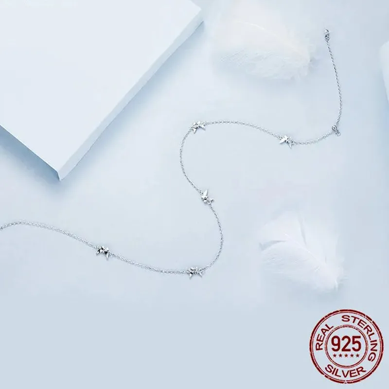 925 Sterling Silver Mini Butterfly Necklace Dainty Neck Chain Pave Setting CZ for Women Wedding Engagement Fine Jewelry