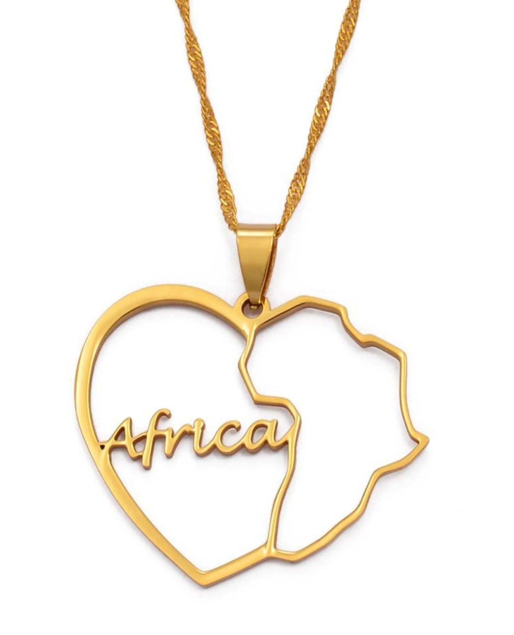 African Map Design Pendant Necklaces