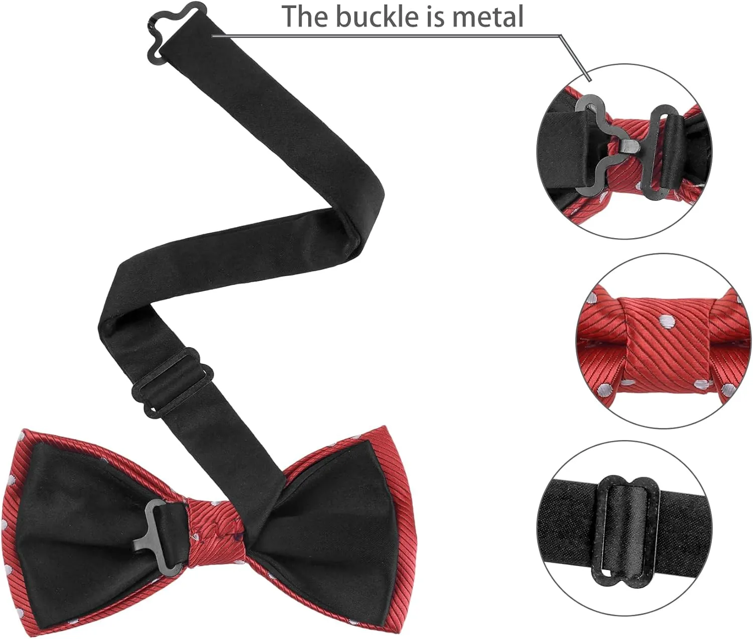 Allegra K Men's Pre-Tied Adjustable Polka Dots Neck Ties Tuxedo Work Party Prom Bowtie