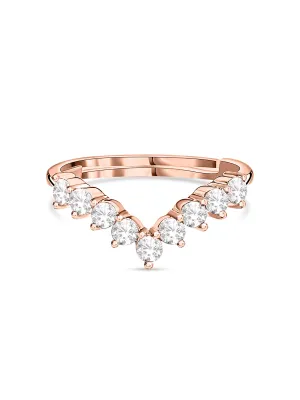 American Diamond Rose Gold Adjustable Chevron Ring For Her