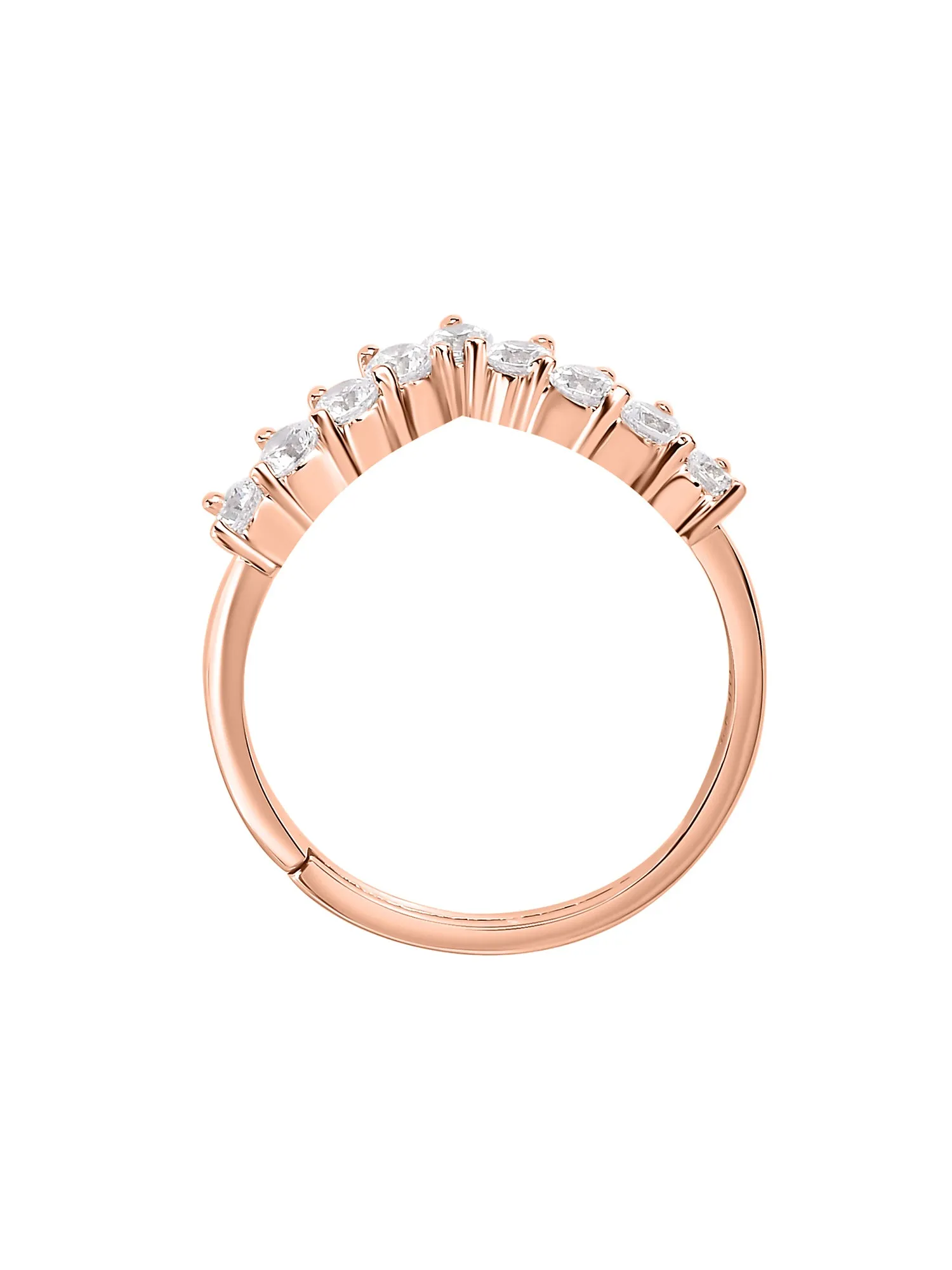 American Diamond Rose Gold Adjustable Chevron Ring For Her