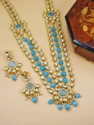 Amina Kundan Mala Set Blue