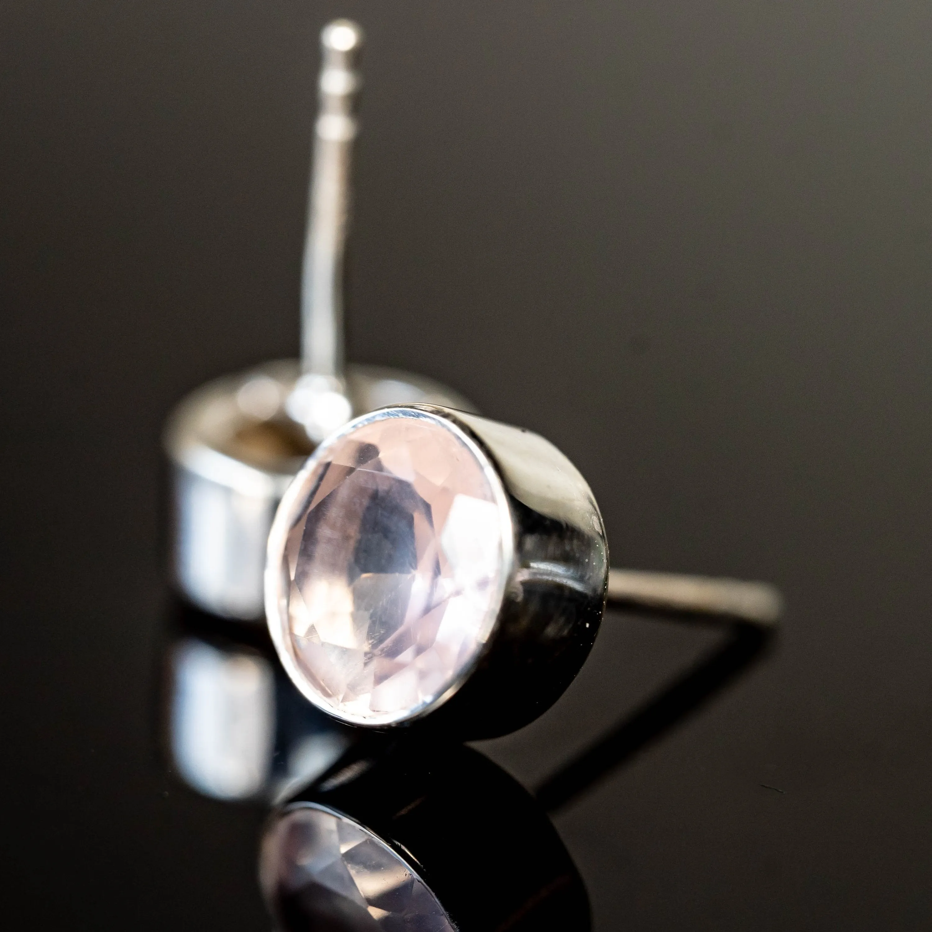 Amy Rose Quartz Round Studs