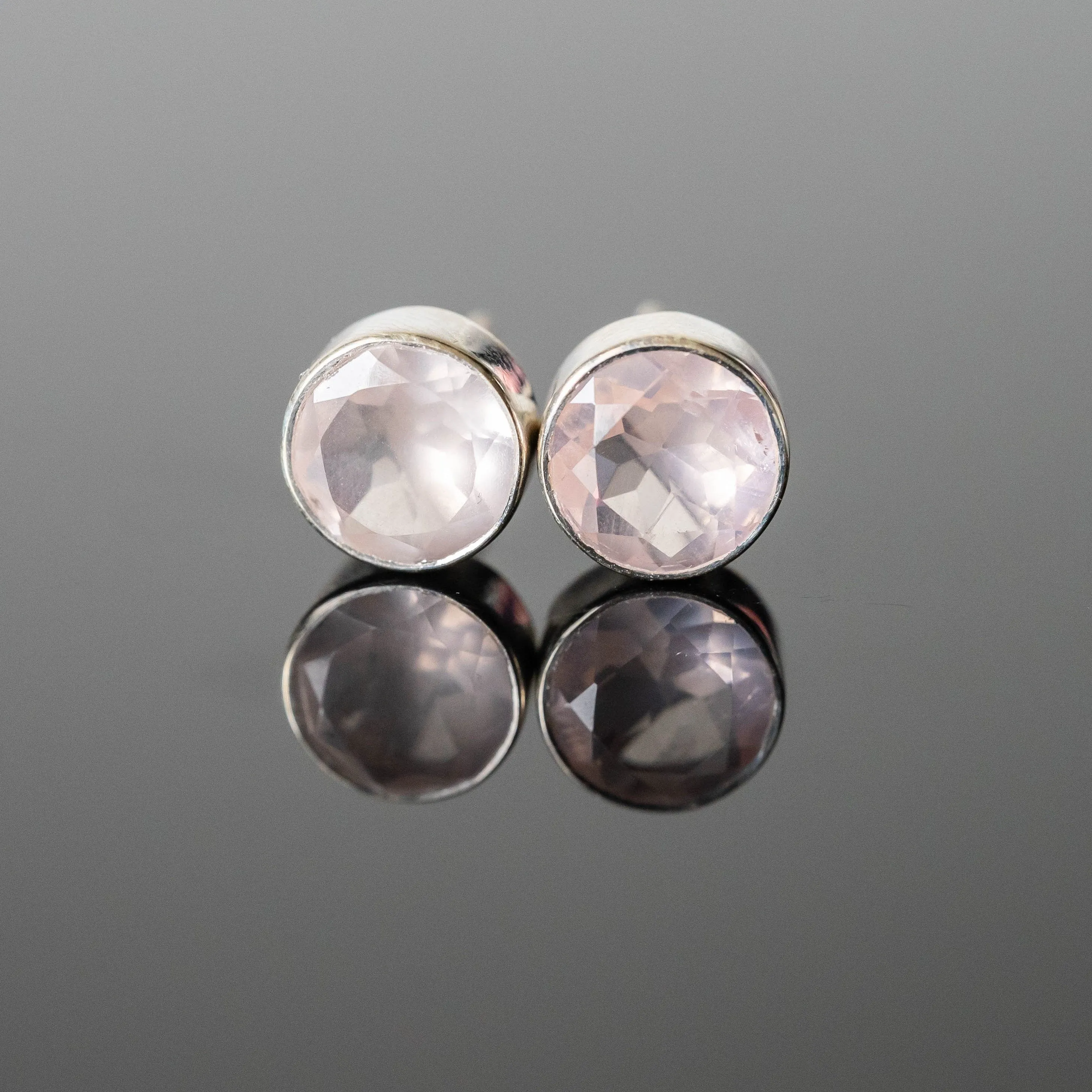 Amy Rose Quartz Round Studs