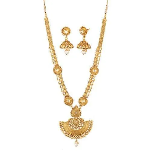 Apara South India Long Haram Mala with American Diamond and Pearl for Women