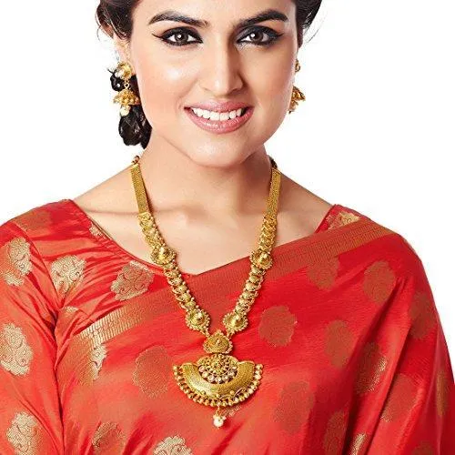 Apara South India Long Haram Mala with American Diamond and Pearl for Women