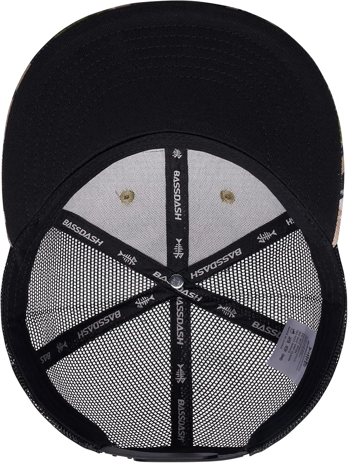 BASSDASH Flat Brim Trucker Cap Adjustable Snapback Hat Mesh Back for Men Women