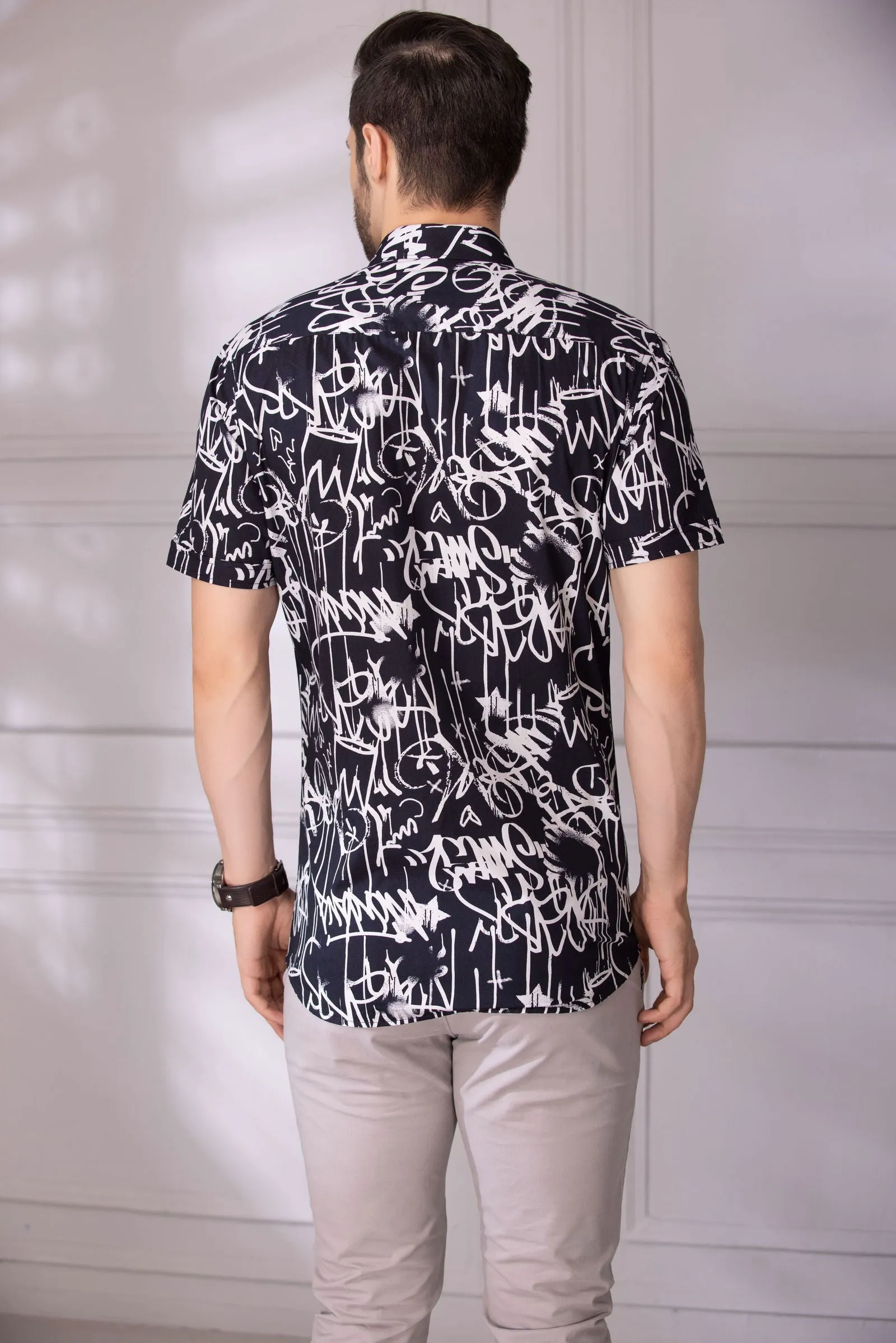 Black and White half sleeve shirt