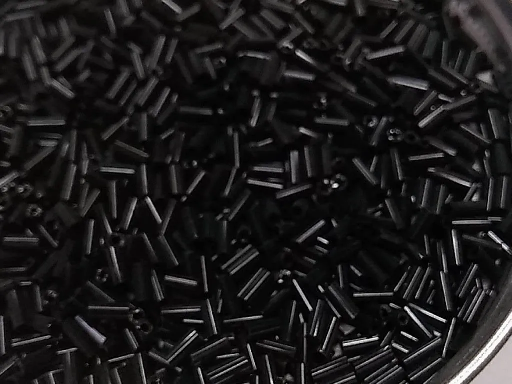 Black Opaque Pipe / Bugle Glass Seed Beads